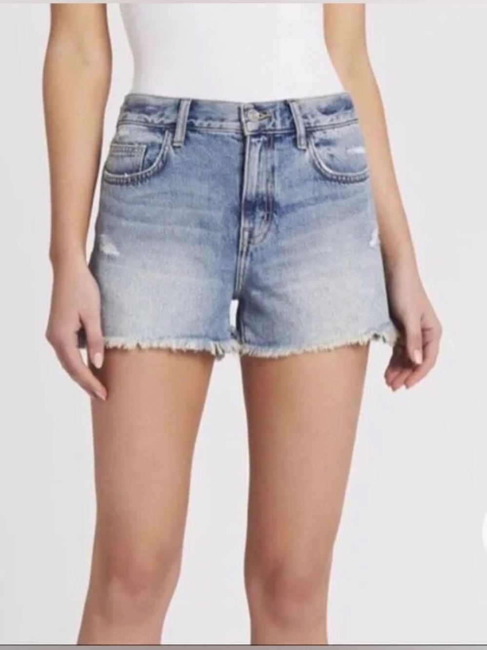 Current/Elliott blue denim Jean shorts size 28 women raw hem 100% cotton
